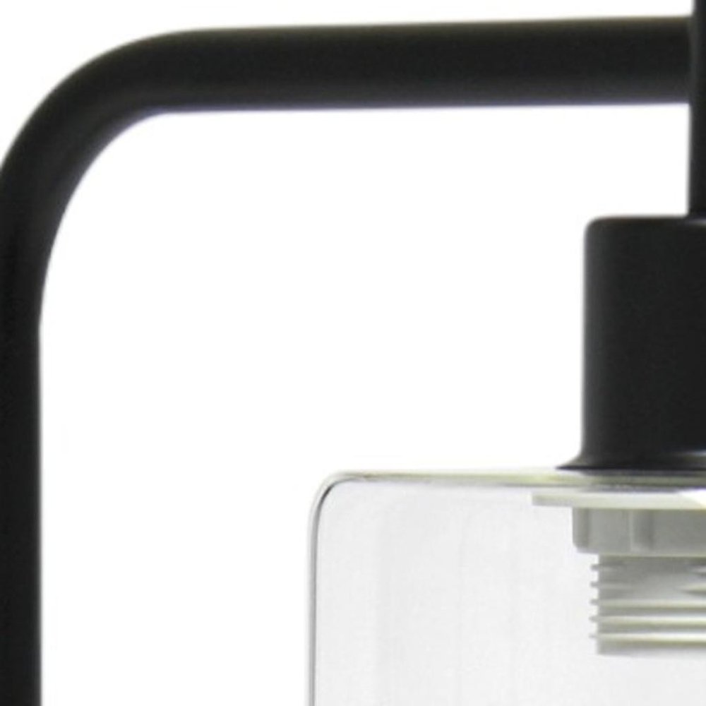 19" Black Iron Lantern USB Table Lamp LED With Clear Cylinder Shade