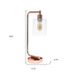 19" Rose Gold Iron Lantern USB Table Lamp With Clear Cylinder Shade