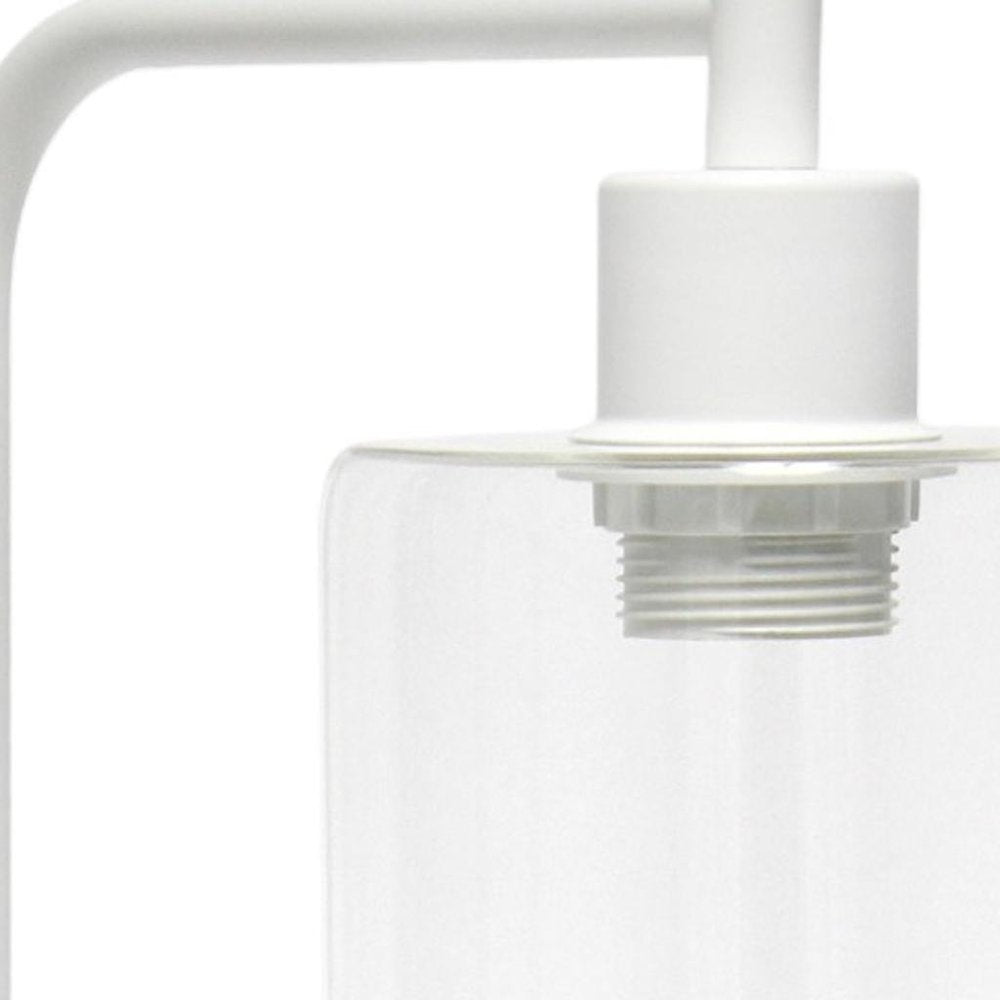 19" White Iron Lantern USB Table Lamp LED With Clear Cylinder Shade