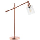 28" Rose Gold Metal Table Lamp With Clear Cylinder Shade