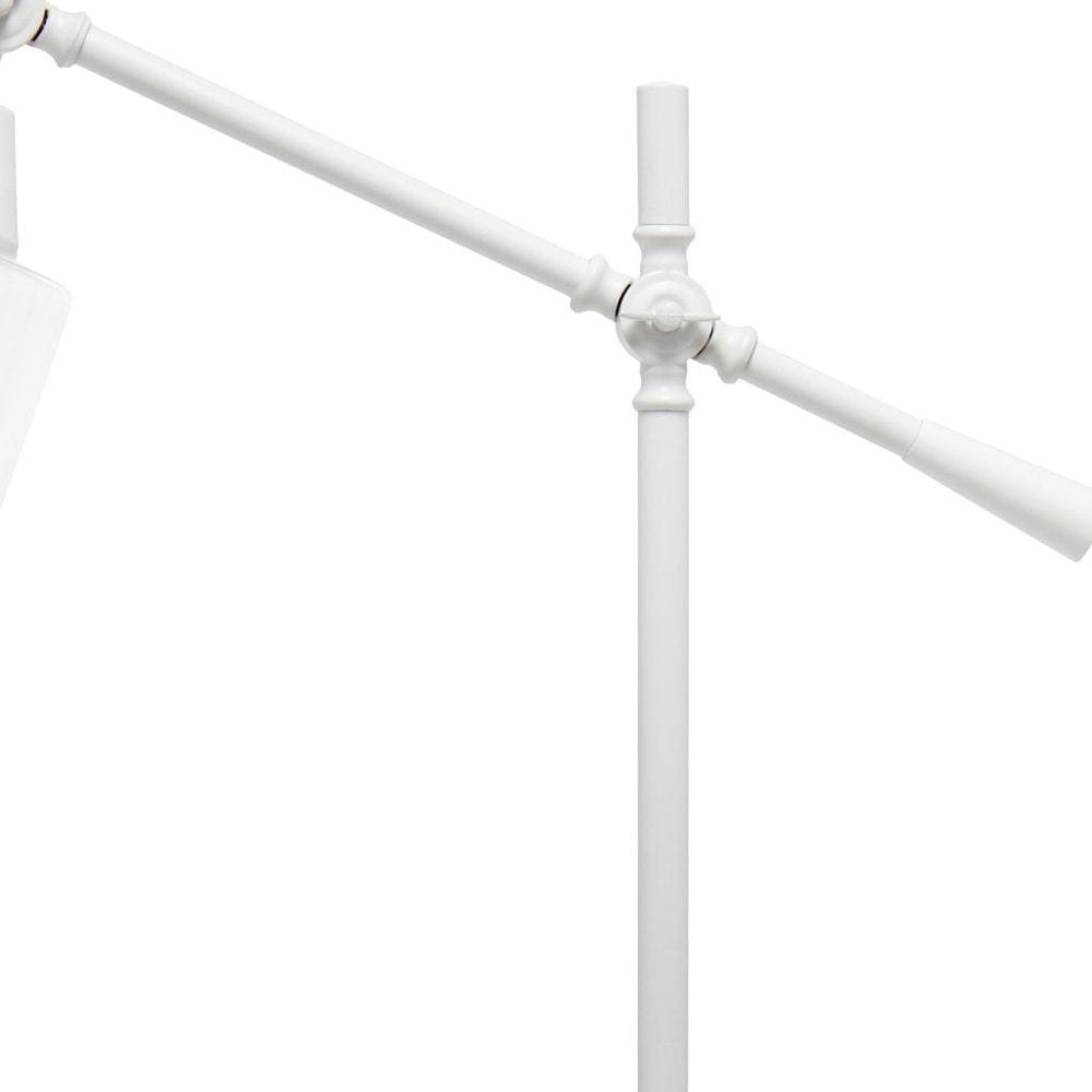 28" White Metal Table Lamp With Clear Cylinder Shade