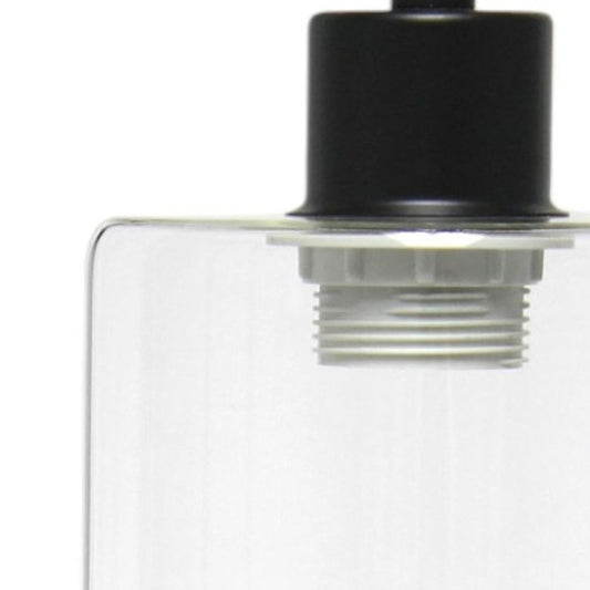 19" Black Iron Lantern USB Table Lamp LED With Clear Cylinder Shade