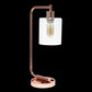 19" Rose Gold Iron Lantern USB Table Lamp With Clear Cylinder Shade