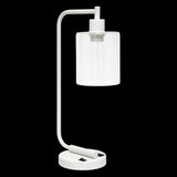 19" White Iron Lantern USB Table Lamp LED With Clear Cylinder Shade