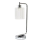 19" Silver Metal Lantern Table Lamp LED With Clear Cylinder Shade