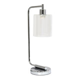 19" Silver Metal Lantern Table Lamp LED With Clear Cylinder Shade
