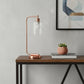 19" Rose Gold Metal Lantern Table Lamp LED With Clear Cylinder Shade