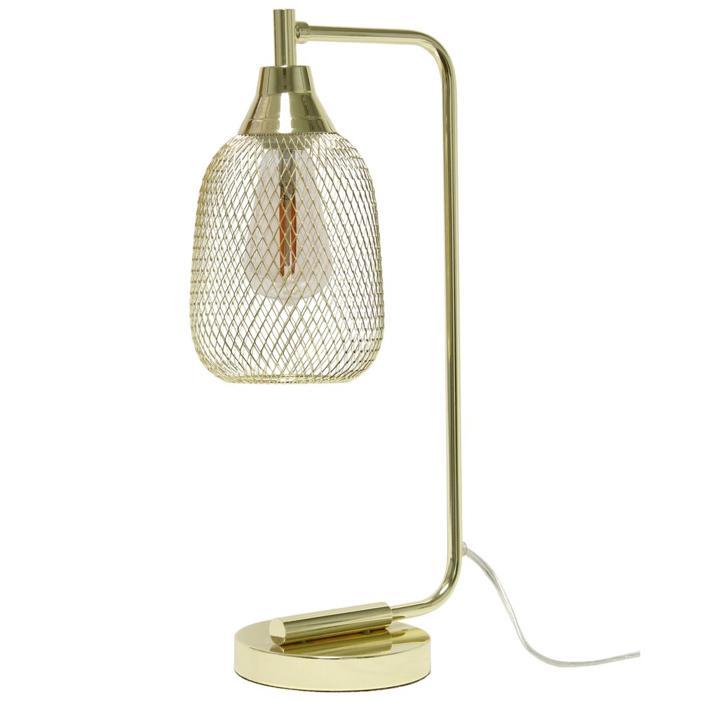 19" Gold Metal Lantern Table Lamp With Gold Globe Shade