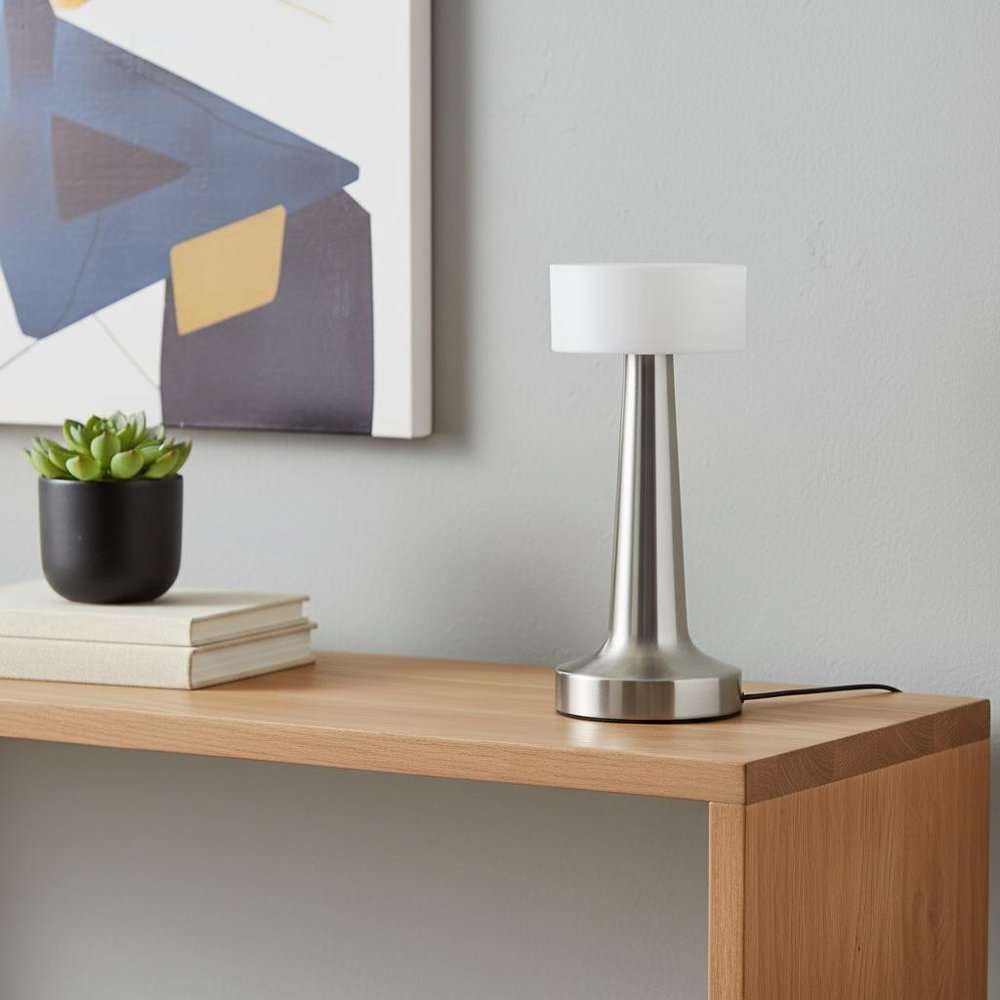 9" Silver Metal Lighthouse Table Lamp