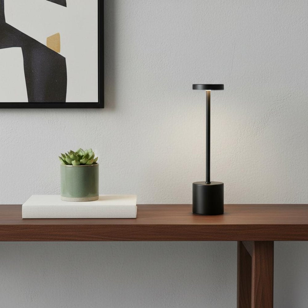 13" Black Metal Table Lamp