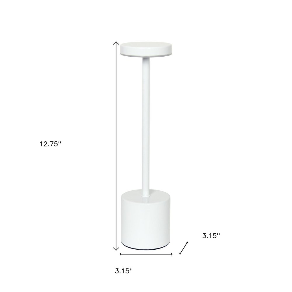 13" White Metal Table Lamp