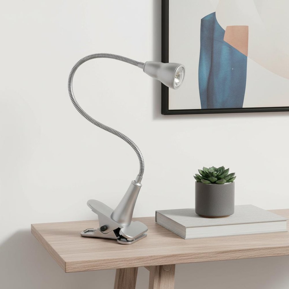 23" Silver Swing Arm Table Lamp