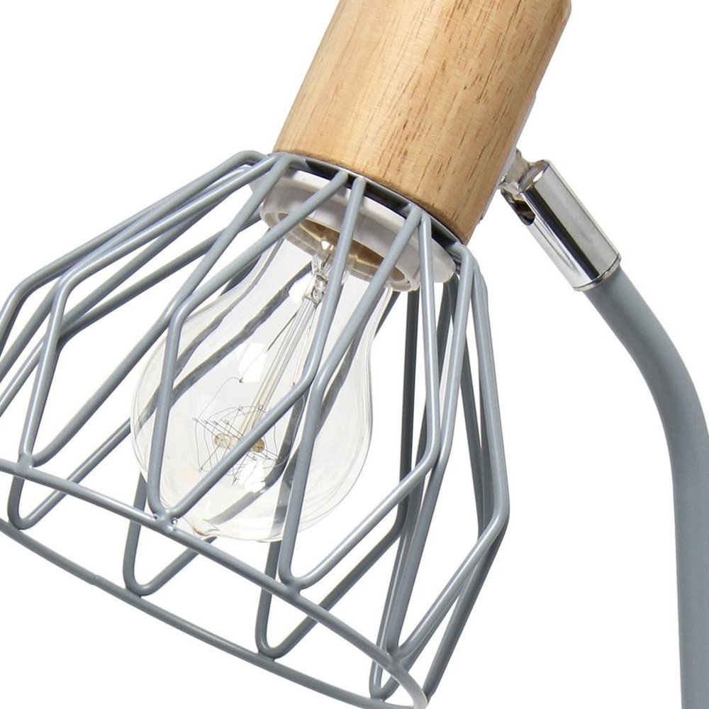 18" Gray Iron Table Lamp With Gray Globe Shade