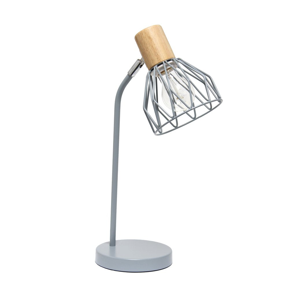 18" Gray Iron Table Lamp With Gray Globe Shade