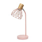 18" Light Pink Iron Table Lamp With Light Pink Globe Shade