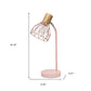 18" Light Pink Iron Table Lamp With Light Pink Globe Shade