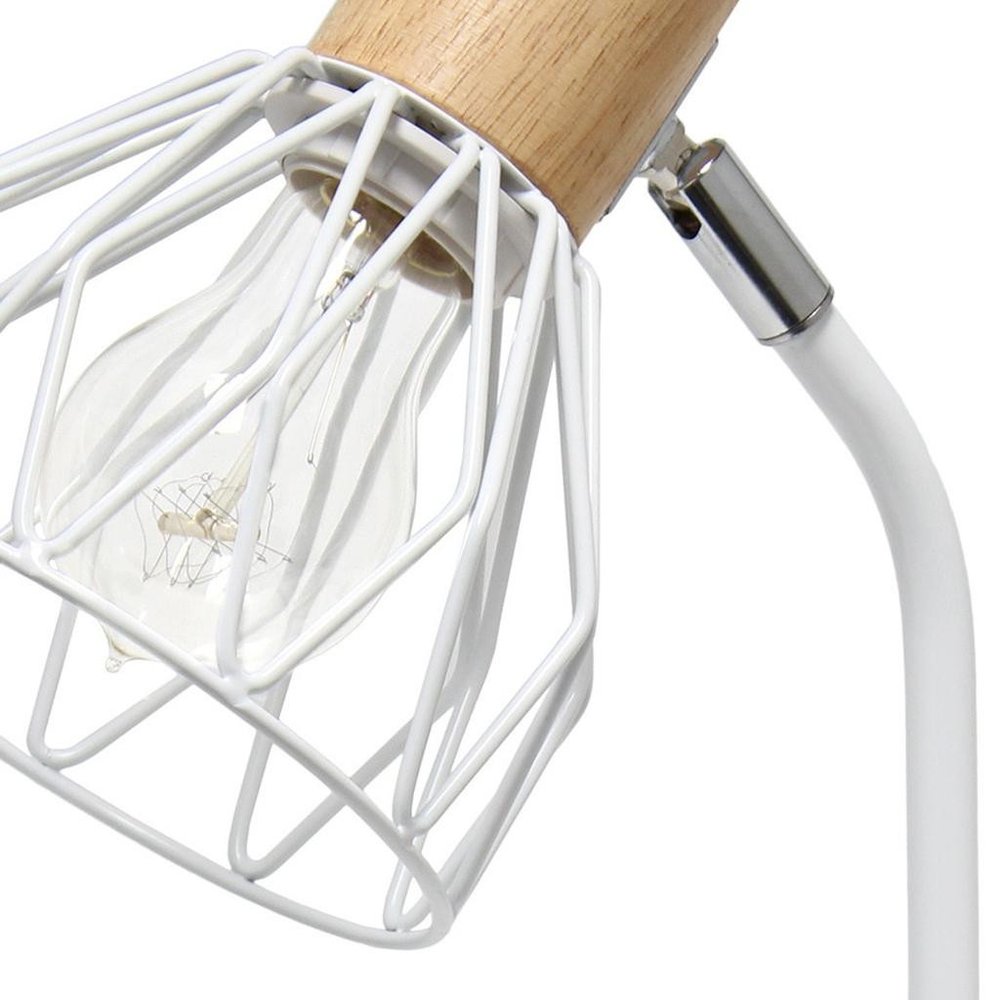 18" White Iron Table Lamp With White Globe Shade