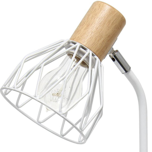 18" White Iron Table Lamp With White Globe Shade