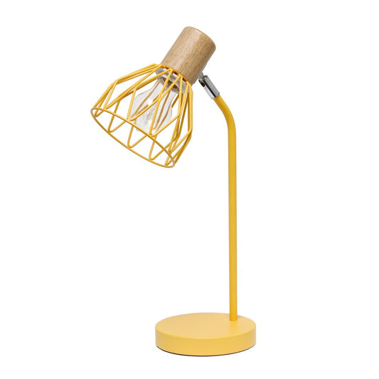 18" Yellow Iron Table Lamp With Yellow Globe Shade