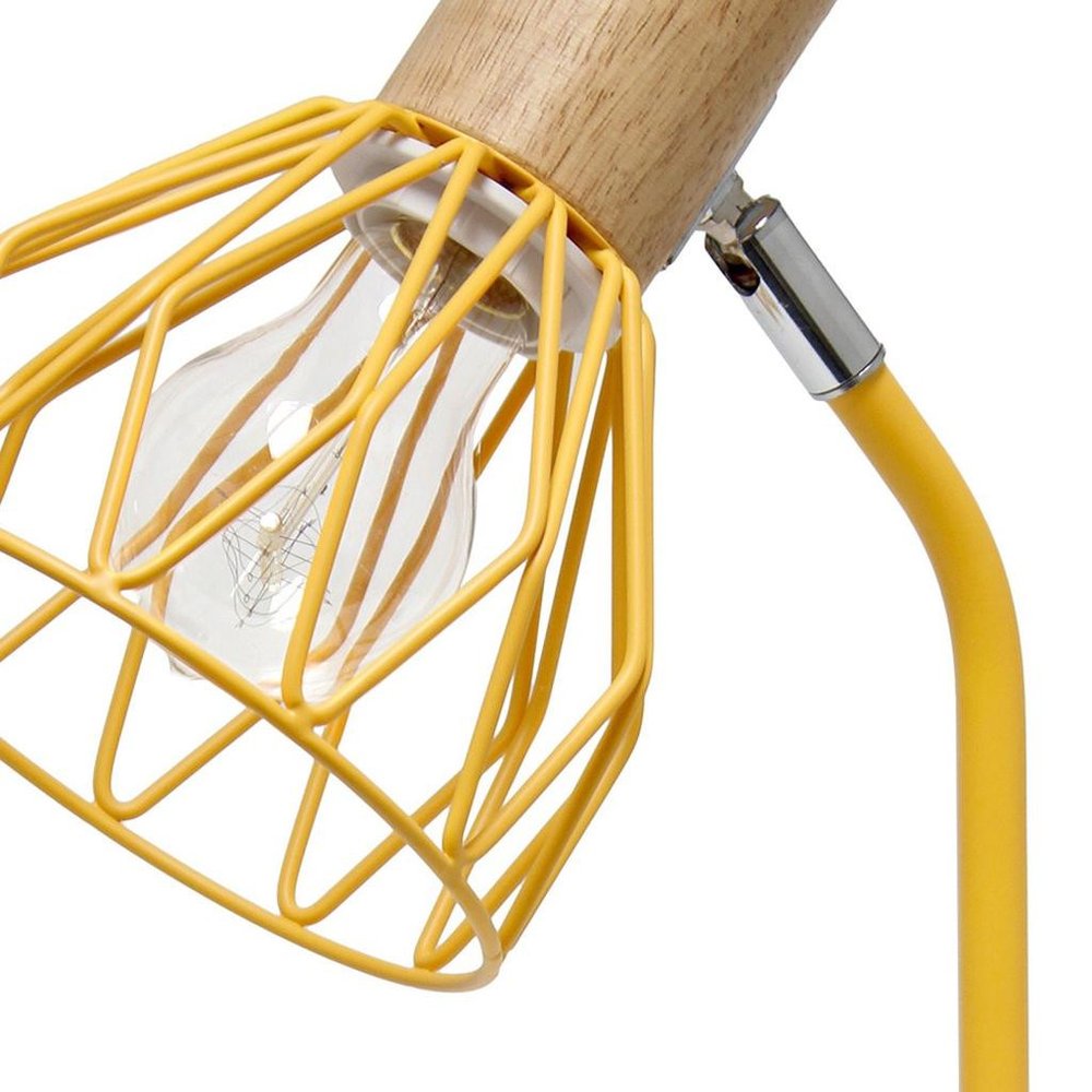 18" Yellow Iron Table Lamp With Yellow Globe Shade