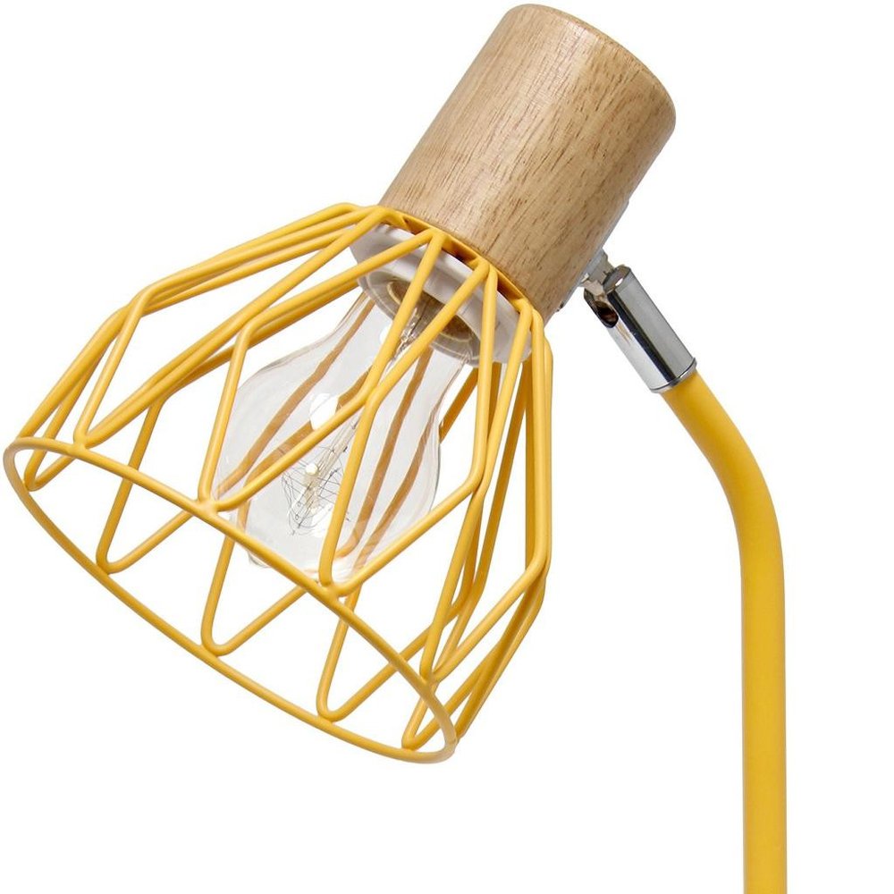 18" Yellow Iron Table Lamp With Yellow Globe Shade