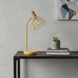 18" Yellow Iron Table Lamp With Yellow Globe Shade