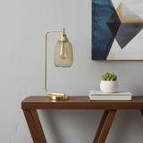19" Gold Metal Lantern Table Lamp With Gold Globe Shade