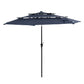 96" Dark Blue Polyester Octagonal Tilt Lighted Market Patio Umbrella