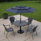 10' Dark Blue Polyester Octagonal Tilt Lighted Market Patio Umbrella