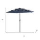 96" Dark Blue Polyester Octagonal Tilt Lighted Market Patio Umbrella