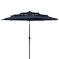10' Dark Blue Polyester Octagonal Tilt Lighted Market Patio Umbrella