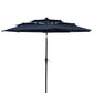 96" Dark Blue Polyester Octagonal Tilt Lighted Market Patio Umbrella