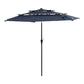 96" Dark Blue Polyester Octagonal Tilt Lighted Market Patio Umbrella