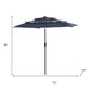 96" Dark Blue Polyester Octagonal Tilt Lighted Market Patio Umbrella