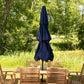 96" Dark Blue Polyester Octagonal Tilt Lighted Market Patio Umbrella