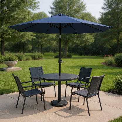 96" Dark Blue Polyester Octagonal Tilt Market Patio Umbrella