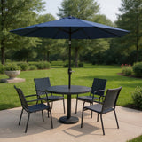 96" Dark Blue Polyester Octagonal Tilt Market Patio Umbrella