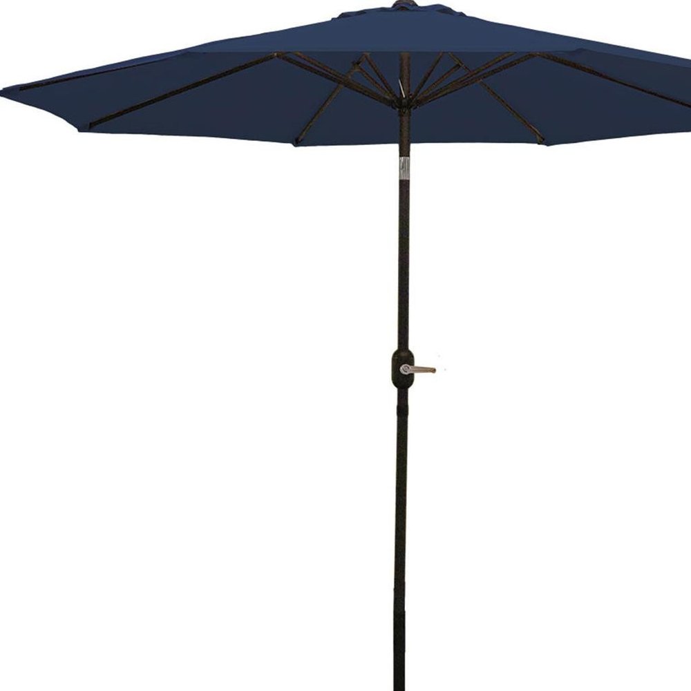 96" Dark Blue Polyester Octagonal Tilt Market Patio Umbrella
