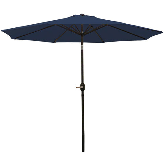 9' Dark Blue Polyester Octagonal Tilt Market Patio Umbrella