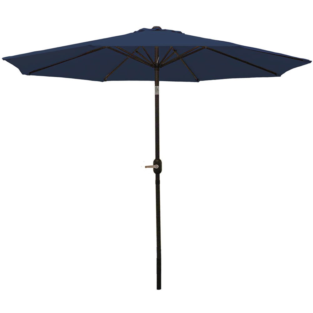 96" Dark Blue Polyester Octagonal Tilt Market Patio Umbrella