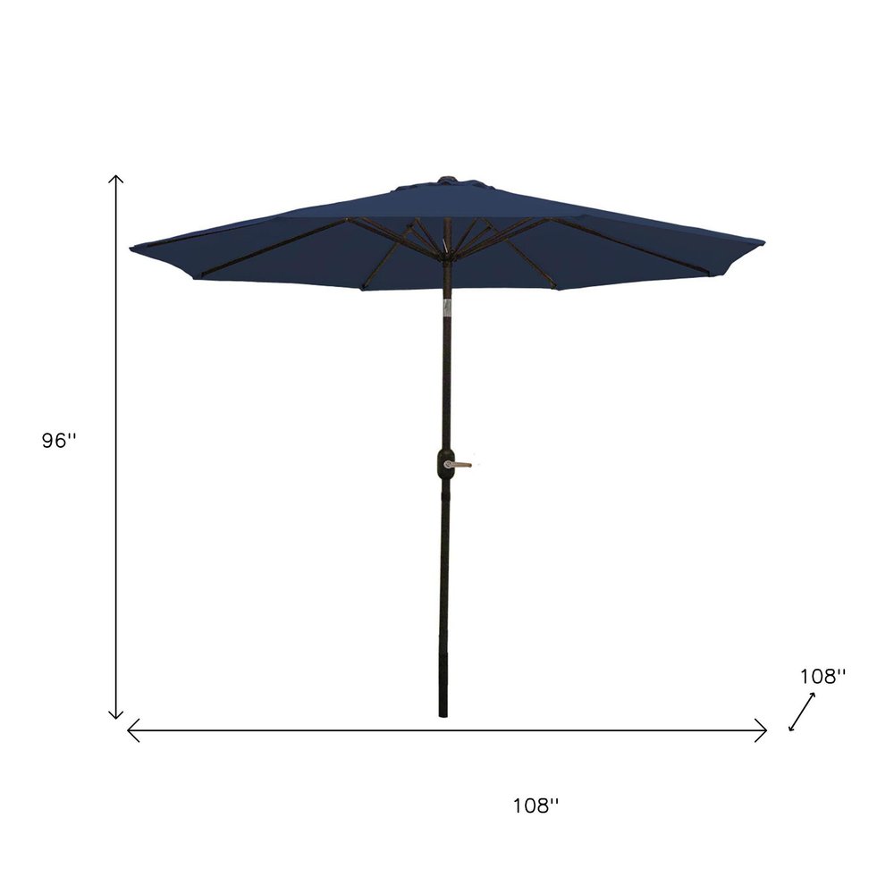 96" Dark Blue Polyester Octagonal Tilt Market Patio Umbrella