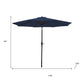 96" Dark Blue Polyester Octagonal Tilt Market Patio Umbrella