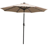 96" Beige Polyester Octagonal Tilt Lighted Market Patio Umbrella