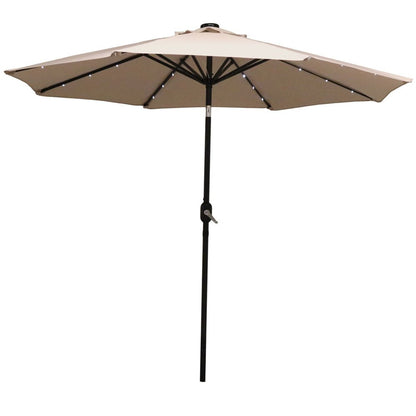9' Beige Polyester Octagonal Tilt Lighted Market Patio Umbrella