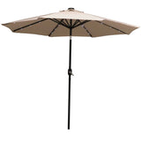 9' Beige Polyester Octagonal Tilt Lighted Market Patio Umbrella