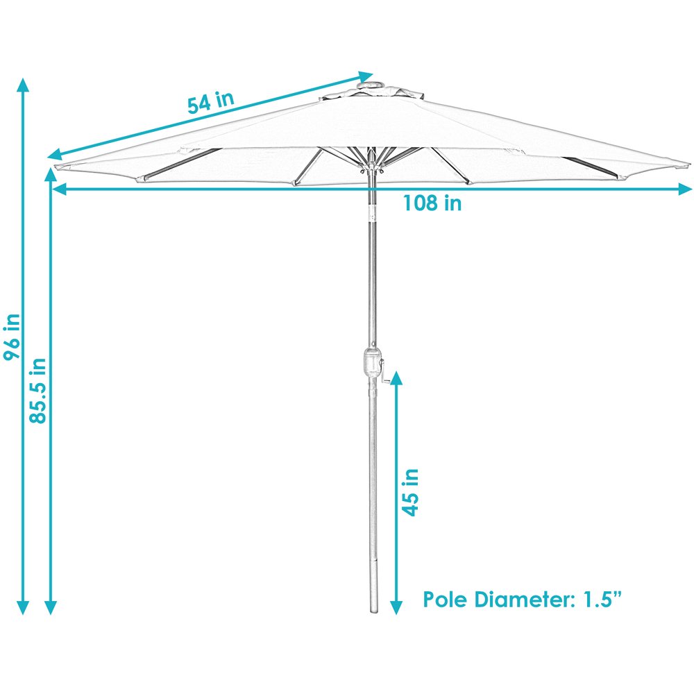 96" Beige Polyester Octagonal Tilt Lighted Market Patio Umbrella