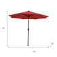 9' Red Polyester Octagonal Tilt Lighted Market Patio Umbrella