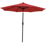 9' Red Polyester Octagonal Tilt Lighted Market Patio Umbrella