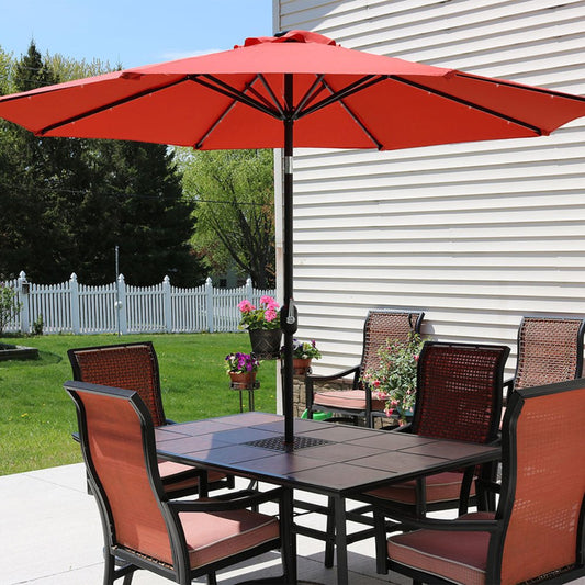 96" Orange Polyester Octagonal Tilt Lighted Market Patio Umbrella