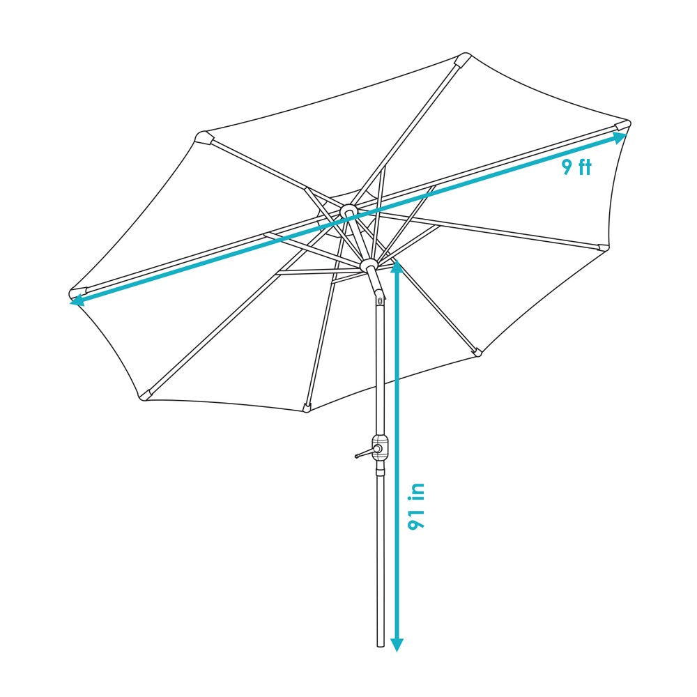 91" Dark Blue Polyester Octagonal Tilt Market Patio Umbrella